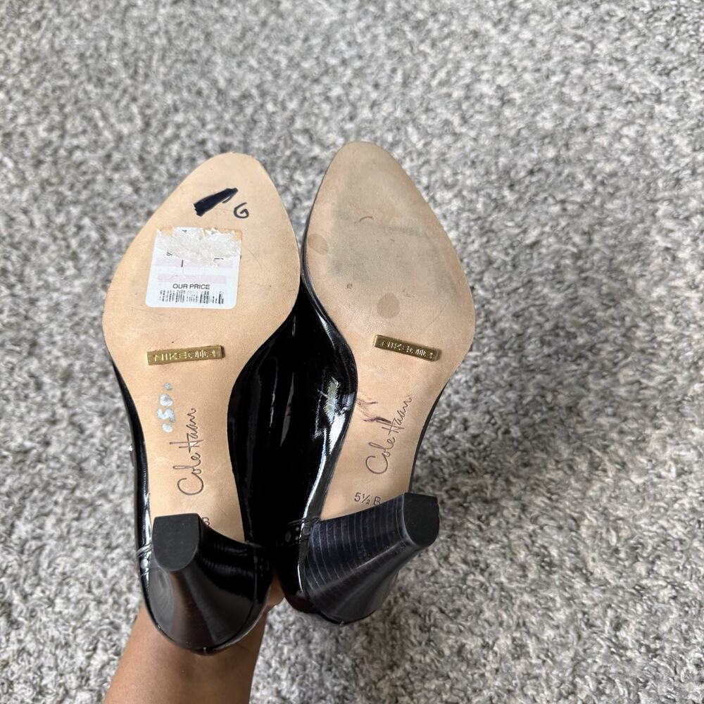 Cole Haan NikeAir Black Mary Jane Pumps Patent Leather Heels Size 5.5 B NEW - Picture 5 of 5